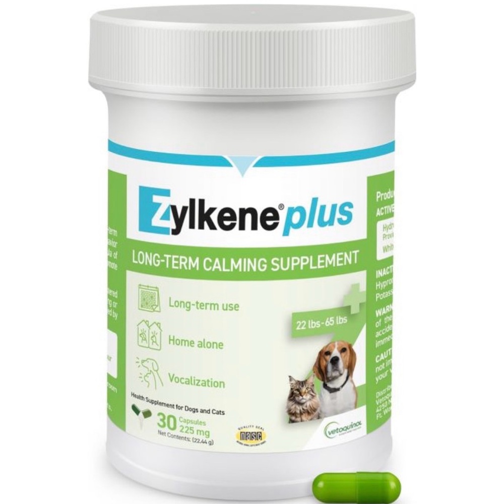 Zylkene Plus Calming Supplement 225mg for Dogs 22-65lb & Cats - 30 caps NWT